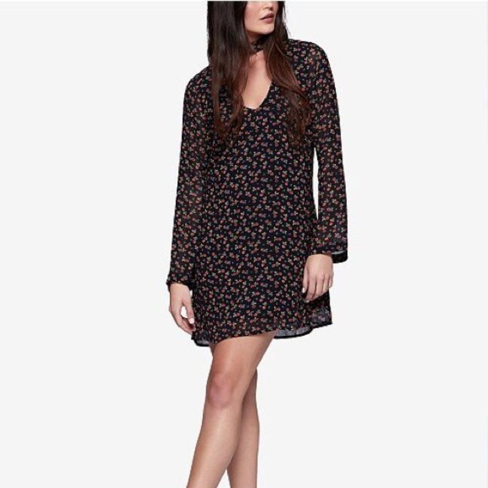 Sanctuary Dakota A-line Choker Mini Black Floral Dress Size S